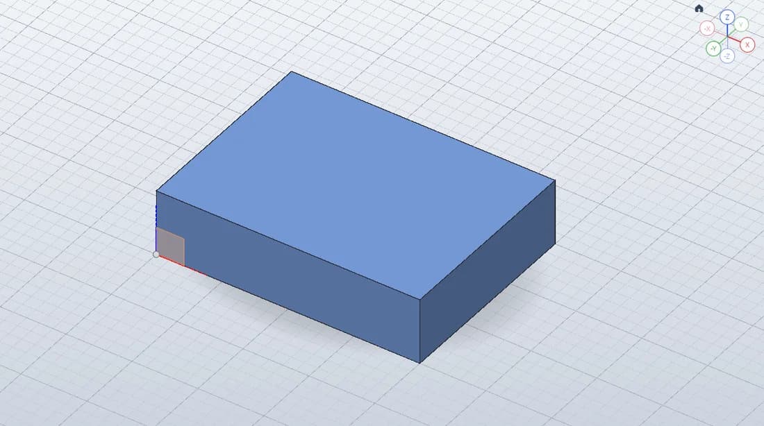 Echte SolidCraft-Modellansicht: Parametrischer Quader, 40 × 30 × 10 mm