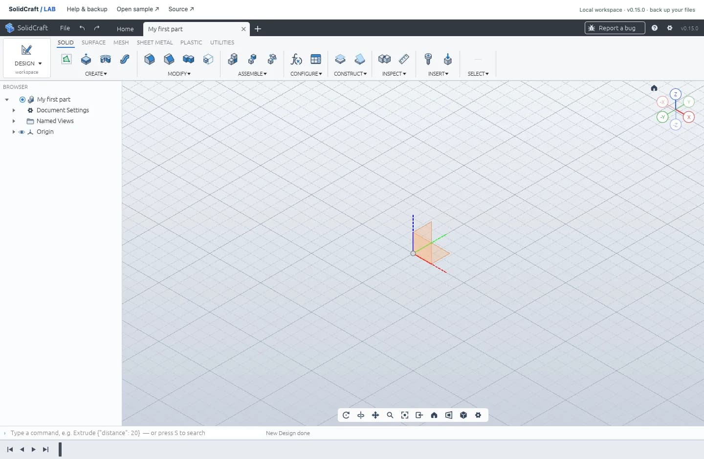 A new design in the actual SolidCraft web editor.